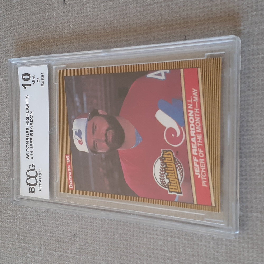 Vintage 1986 Donruss Jeff Reardon Beckett Graded 10 Montreal Expos MLB